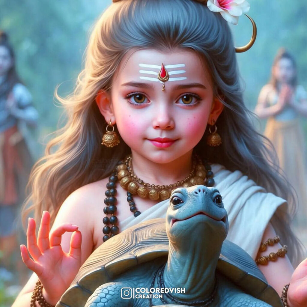 Family tree of Lord Ganesha showing Shiva, Parvati, Kartikeya, Ashoka Sundari, Jyoti, Mansa, Ganesha with Riddhi, Siddhi, and their children Shubh and Labh